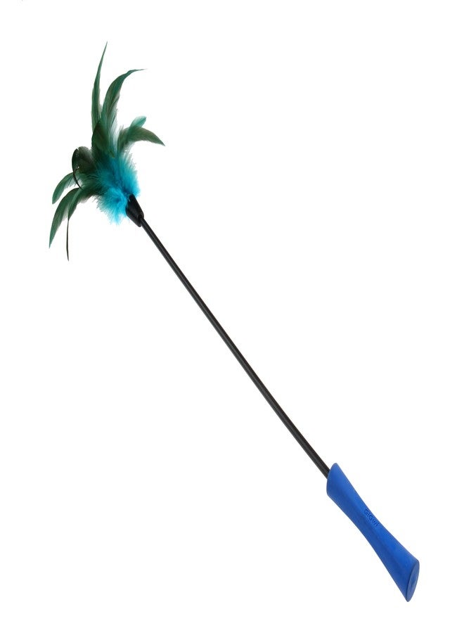 GiGwi Feather Teaser Cat Wand, Comfortable Soft TPR Handle for Easy Play, Natural Bird Feathers Entices Cats to Pounce & Chase, Safe, Non-Toxic, Durable, Mimics Real Prey, for Cats, Kittens, Blue - Image 2